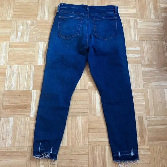LOFT button fly high waist slim pockets skinny crop frayed cuff jeans EUC 8 - Picture 7 of 14